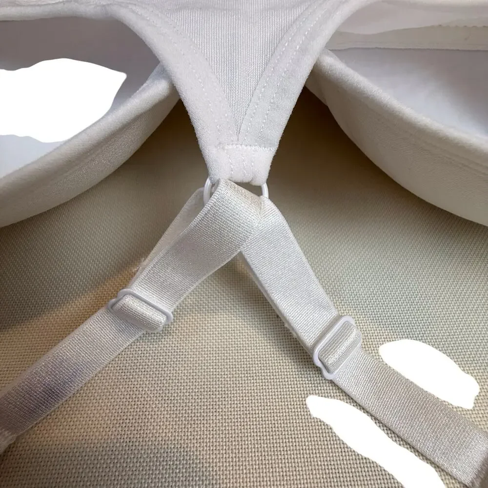 Women's White Jockey Racerback Sports Bra Molded Cup Adjustable Straps Medium - Picture 12 of 16